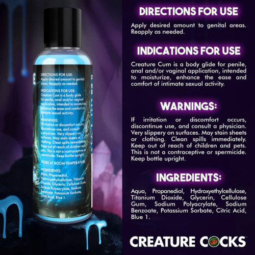 Creature Cum Blue Water-Based Lubricant 4oz  2