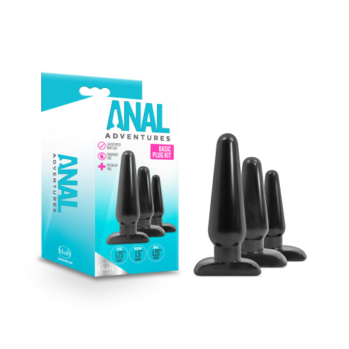 Anal Adventures - Basic Plug Kit - Black  2
