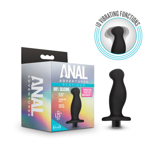 Anal Adventures- Platinum- Silicone Vibrating Prostate Massager 02-Black  4