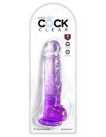 King Cock Clear 8 Inch With Balls - Purple