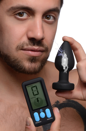 E-Stim and Vibrating Anal Plug - Black  2