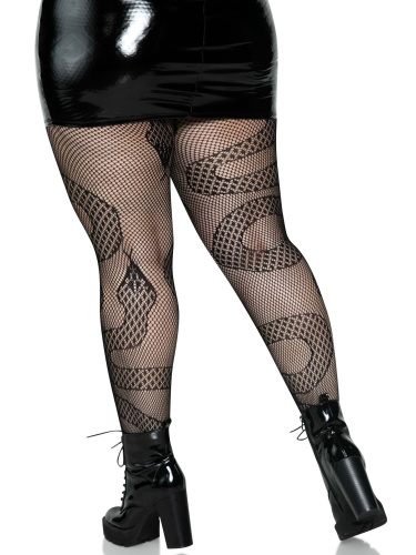 Snake Net Tights - 1x/2x - Black  4