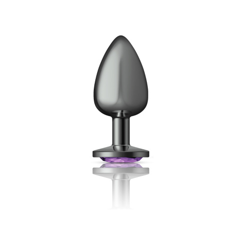 Purple Round Gem Gunmetal Metal Plug - Lg  4