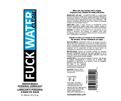 Fuck Water Clear 8.1oz Water Based Lubricant  2