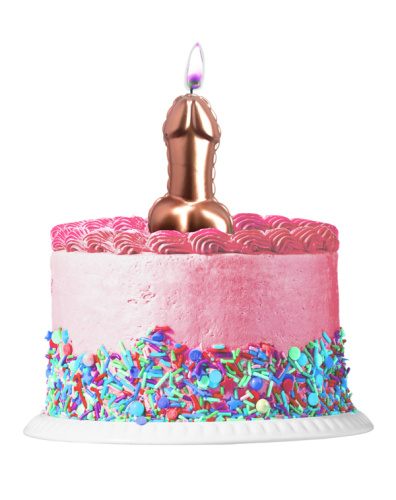 Pink Foil Penis Balloon Candle - Rose Gold  2
