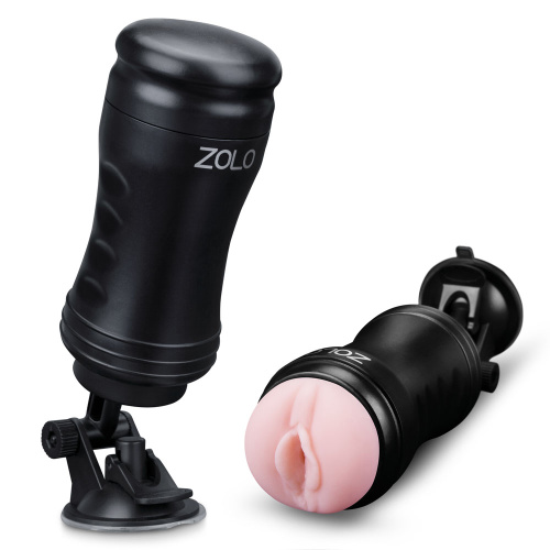 Zolo Solo Flesh Discreet Suction Mounted Masturbator - Black  2