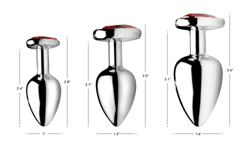 Red Heart Gem Anal Plug Set  2