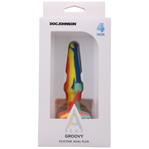 A-Play Groovy Silicone Anal Plug 4 Inch - Sunrise  2