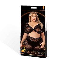 2 Piece Crop Top and Skirt Set - Queen Size - Black