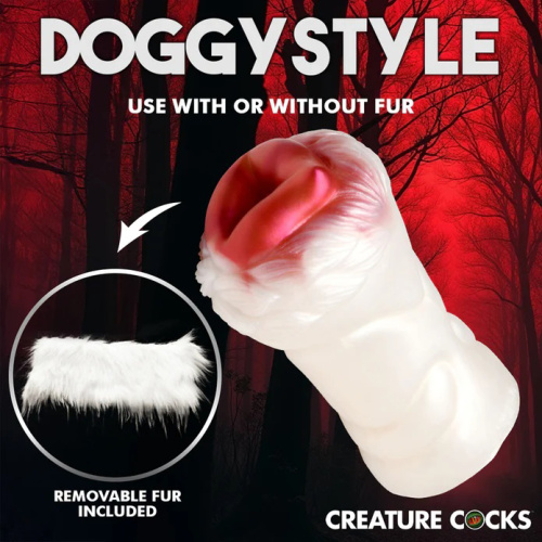 Snow She-Wolf Silicone Stroker - White  4