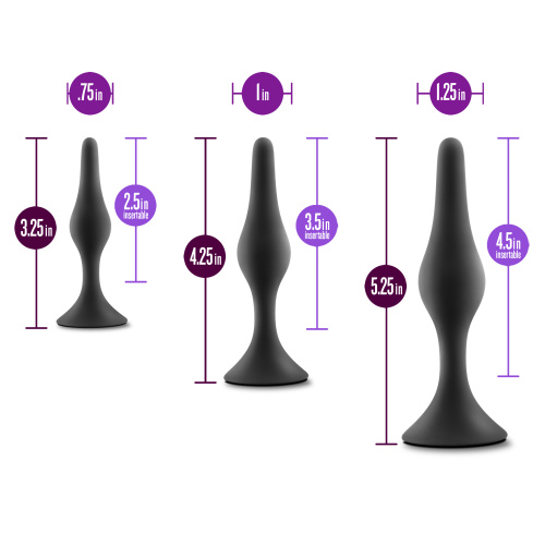 Anal Adventures Platinum - Silicone Beginner Plug  Kit - Black  3
