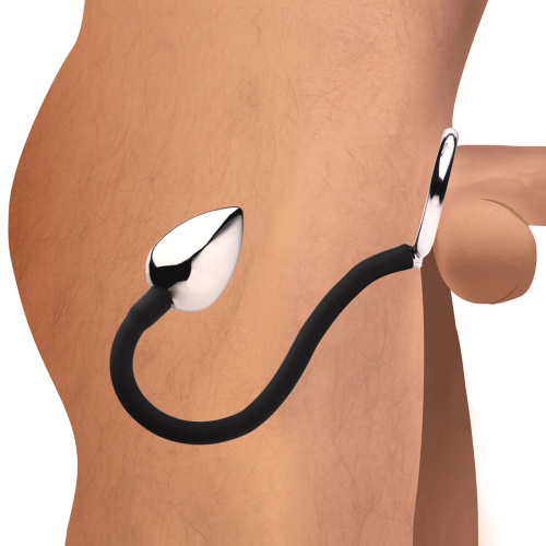 Tug Plus Plug Cock and Ball Ring With Anal Plug -  Black  5