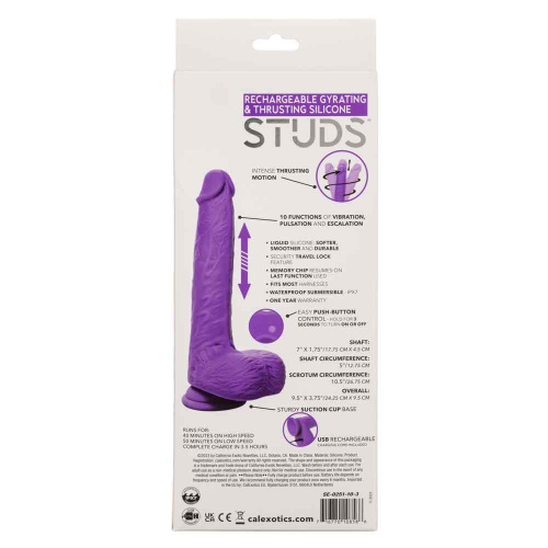 Rechargeable Gyrating and Thrusting Silicone Studs - Purple  2