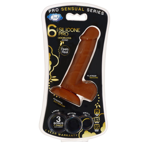 Pro Sensual Premium Silicone 6 Inch Dong With 3  Cockrings - Brown  3