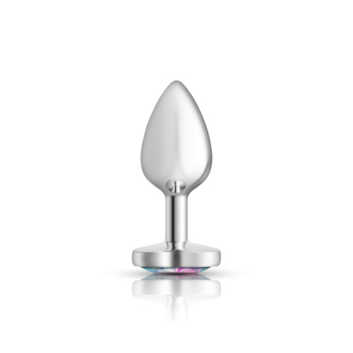 Cheeky Charms-Silver Metal Butt Plug- Heart-Clear-Small  5