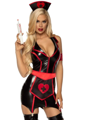 Naughty Nurse Costume - X-Large - Black/red  3