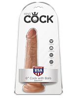 King Cock 6 Inch Cock With Balls - Tan