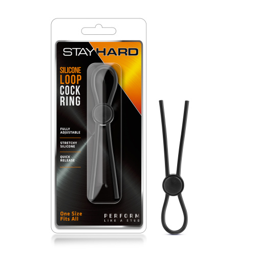Stay Hard - Silicone Loop Cock Ring - Black  2
