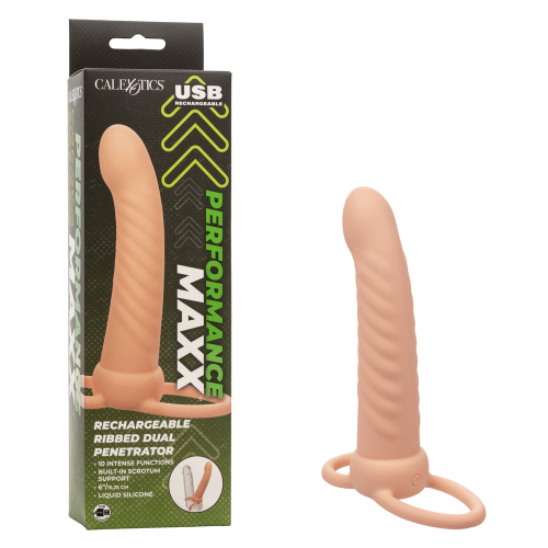 Performance Maxx Rechargeable Ribbed Dual Penetrator - Ivory  5