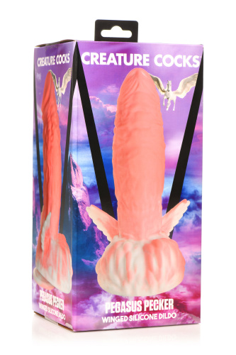 Pegasus Pecker Winged Silicone Dildo - Pink/white  4