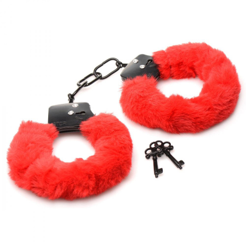 Cuffed in Fur Furry Handcuffs - Red  3