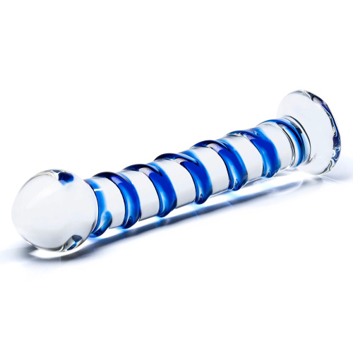 Blue Spiral Glass Dildo  5