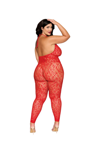 Rhinestone Bodystocking Dmnd - Queen Size - Poinsettia  2