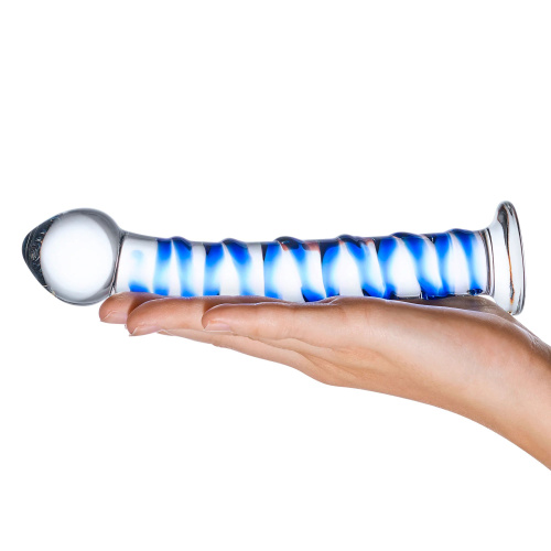 Blue Spiral Glass Dildo  3
