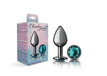 Cheeky Charms-Gunmetal Metal Butt Plug- Round-Teal-Medium