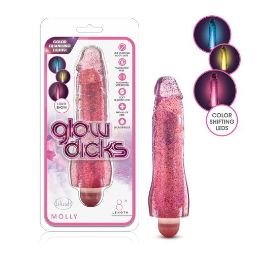 Glow Dicks - Molly Glitter Vibrator - Pink  4