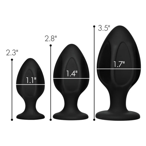 Triple Juicers Silicone Anal Trainer Set - Black  3
