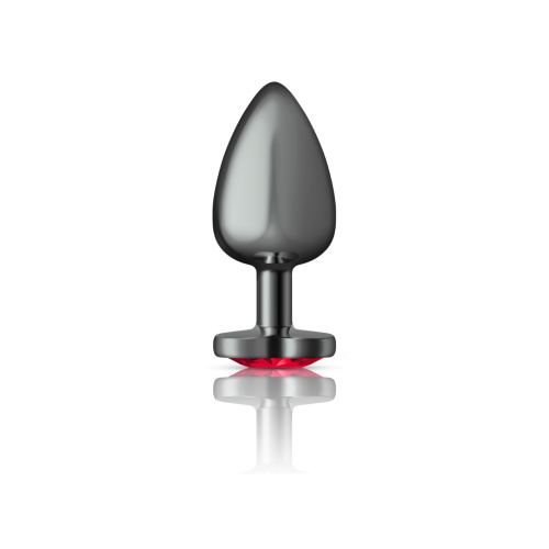 Deep Red Heart Gem Gunmetal Metal Plug - Lg  4