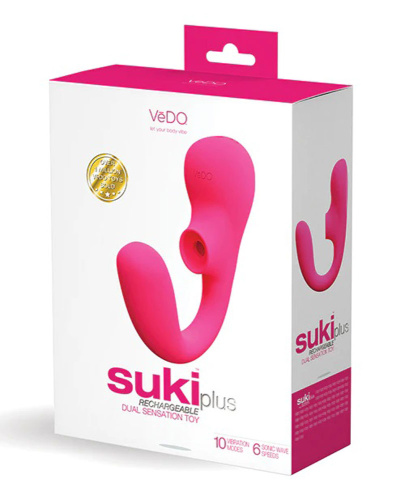 Suki Plus Rechargeable Dual Sonic Vibe - Foxy Pink  3