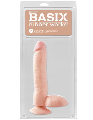 Basix Rubber Works 9 Inch Dong With Suction Cup - Flesh  2