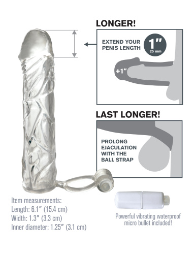 Fantasy X-Tensions Vibrating Super Sleeve - Clear  4