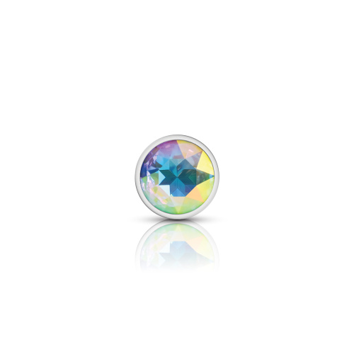Cheeky Charms-Silver Metal Butt Plug- Round-Clear-Small  4