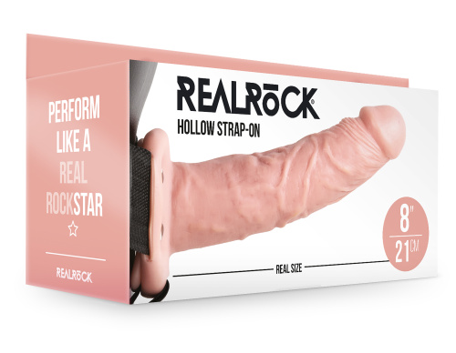 Hollow Strap-on Without Balls 8 Inch - Flesh  2