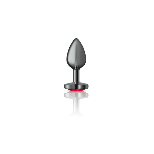 Deep Red Heart Gem Gunmetal Metal Plug - Sm  4