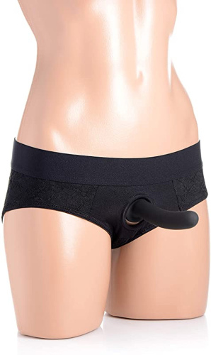 Lace Envy Crotchless Panty Harness - 2xl - Black  5