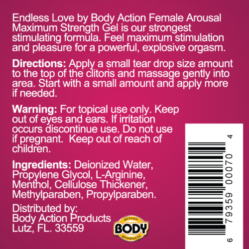 Endless Love Female Arousal Gel Maximum Strength - .5 Oz.  2