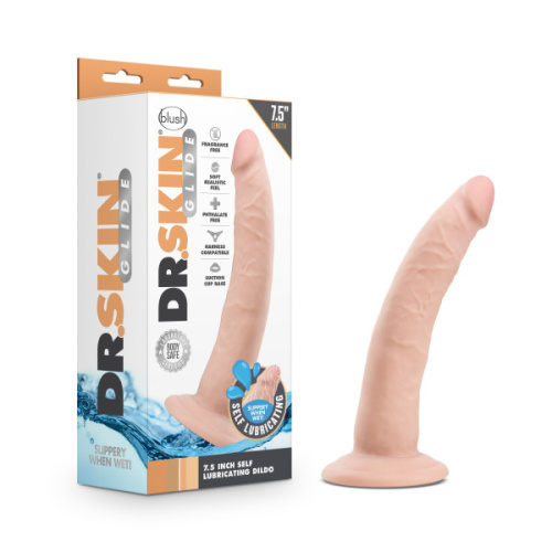 Dr. Skin Glide - 7.5 Inch Self Lubricating Dildo - Vanilla  5