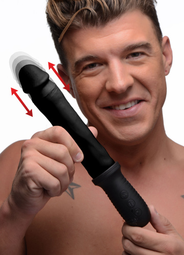 8x Auto Pounder Vibrating and Thrusting Dildo With Handle - Black  3