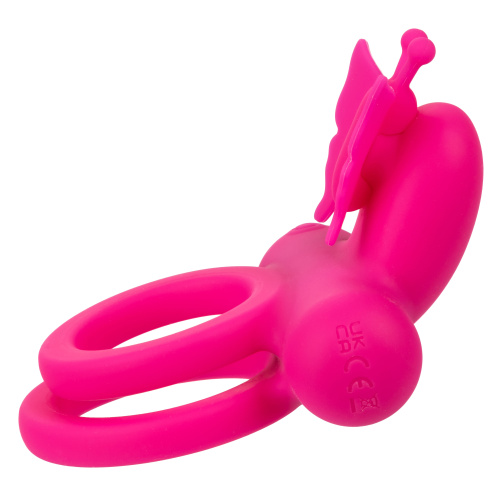 Silicone Rechargeable Dual Butterfly Ring - Pink  4