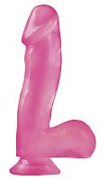Basix Rubber Works - 6.5 Inch Dong With Suction Cup - Pink