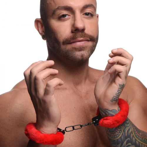 Cuffed in Fur Furry Handcuffs - Red  5