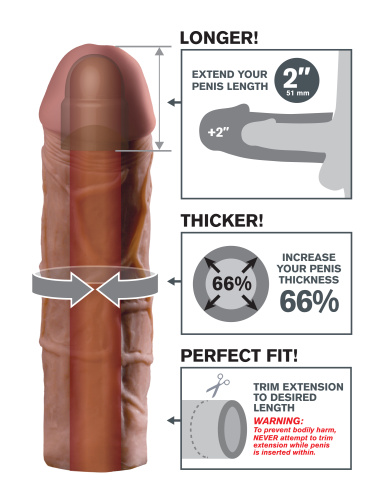 Fantasy X-Tension Mega 2-Inch Extension - Brown  2