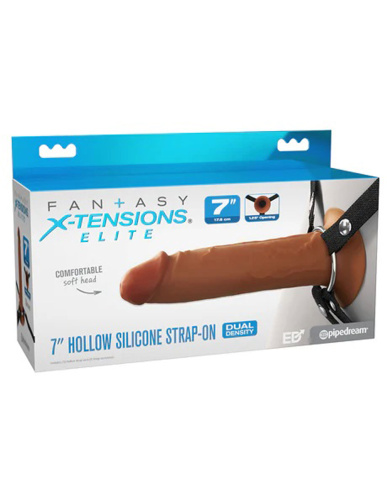 Fantasy X-Tensions Elite 7" Silicone Hollow Strap Dual Density - Brown  2