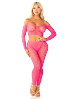 Pink 2pc Croptop and Footless Tights - Os Tights - Os