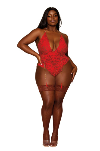 Garter Teddy - Queen Size - Ruby  2