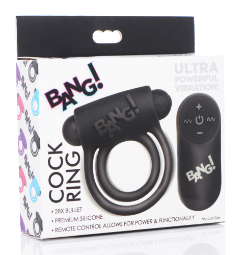 Bang - Silicone Cock Ring and Bullet With Remote  Control - Black  2